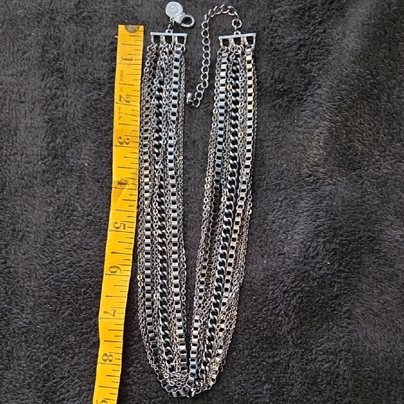Guess Gunmetal Multi-Layered Chain Necklace - Picture 4 of 5